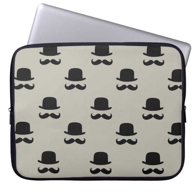 Hipster Hats and Mustaches Laptop Sleeve (Front)