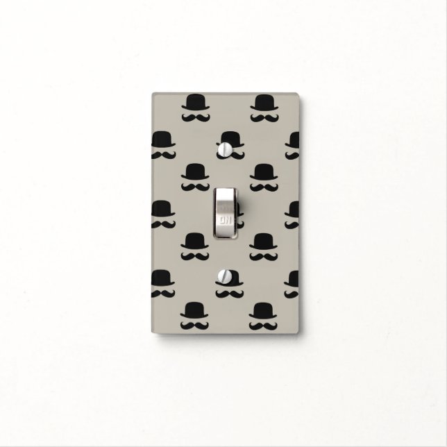 Hipster Hats and Mustaches Light Switch Cover (In Situ)