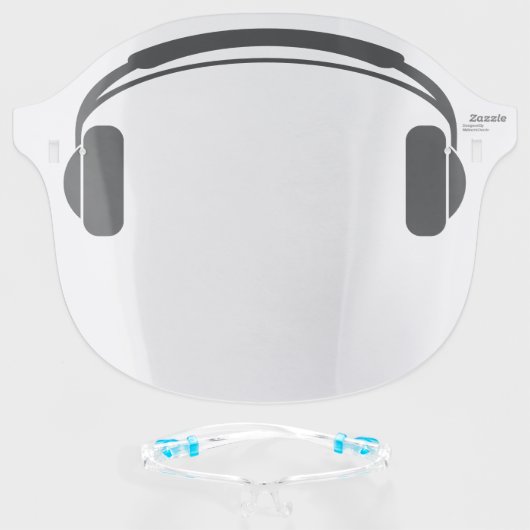 Hipster Headphones - simple black drawing Face Shield (Front w/Glasses)