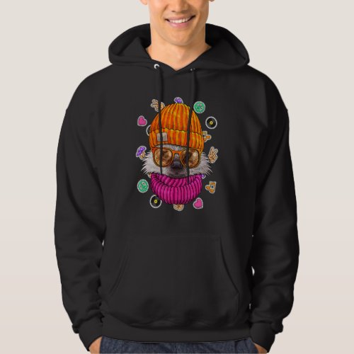 Hipster Hedgehog Geek Nerd Glasses Animal Love Pea Hoodie