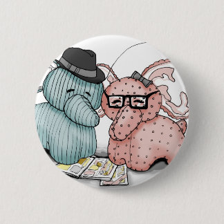 Hipster Hellephant Couple Button