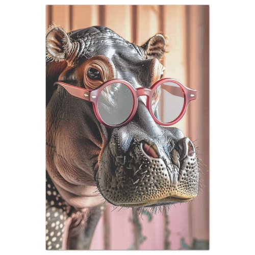 Hipster Hippo Pink Sunglasses Decoupage Left  Tissue Paper