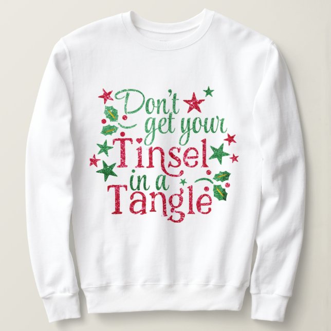 Hipster Holiday Tinsel in Tangle Santa Christmas Sweatshirt (Design Front)