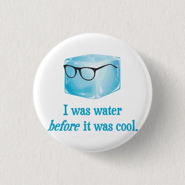 Hipster Ice Cube Was Water Before It Was Cool Button (Front)