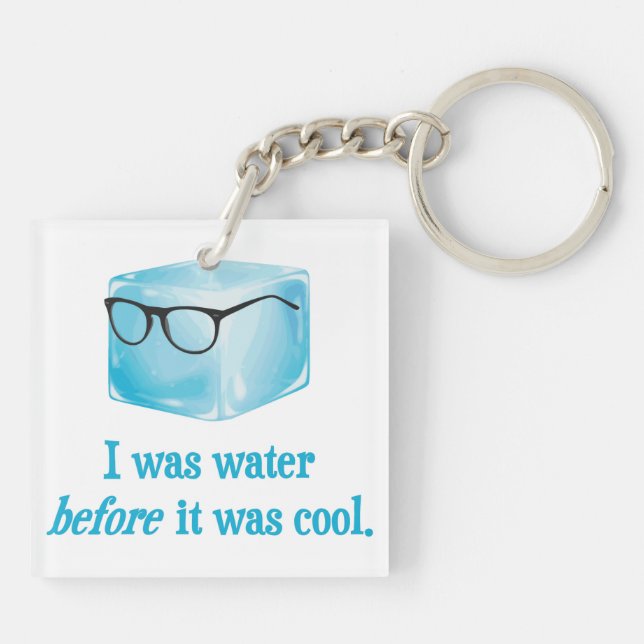 Hipster Ice Cube Was Water Before It Was Cool Keychain (Back)