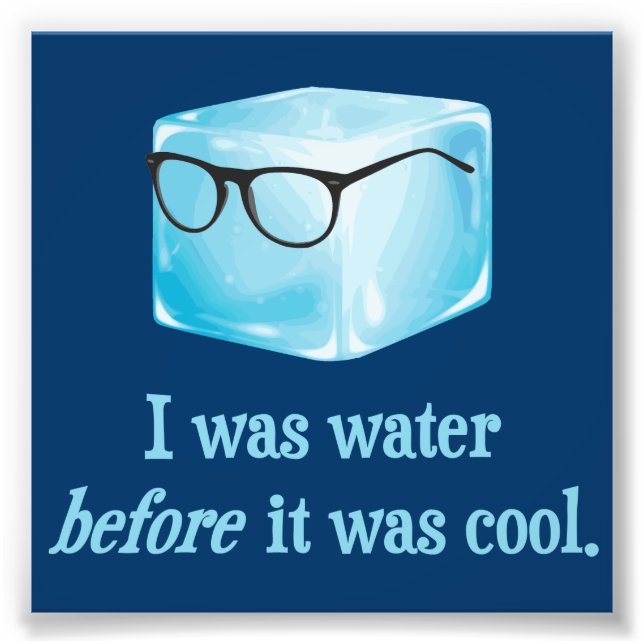 Hipster Ice Cube Was Water Before It Was Cool Photo Print (Front)