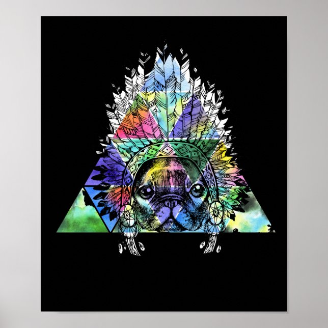 Hipster Indian Pug Dog Poster (Front)