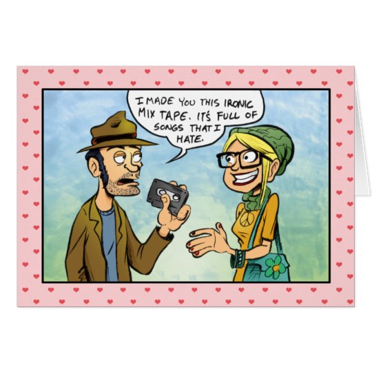Hipster Ironic Mix Tape Valentine's Day Card