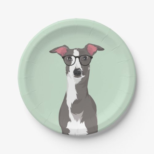 Hipster Italian Greyhound Dog for Dog Lovers Paper Plates