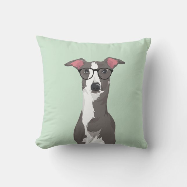Hipster Italian Greyhound Dog for Dog Lovers Throw Pillow (Front)