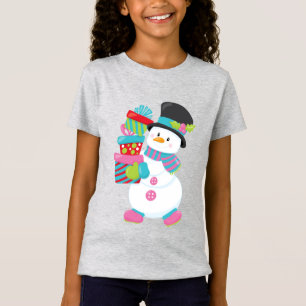 hipster kids snowman season holiday christmas gift T-Shirt