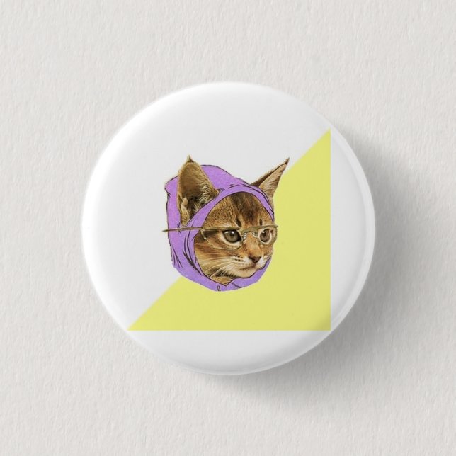 Hipster Kitty Cat Advice Animal Meme Pinback Button (Front)