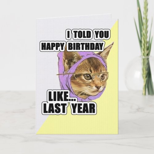 Hipster Kitty Deep Quote Happy Birthday Card