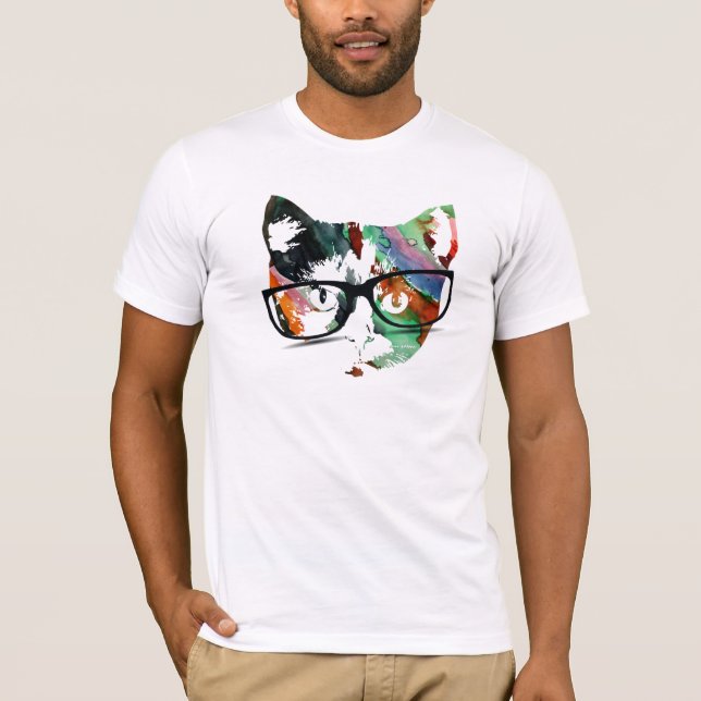 Hipster Kitty with Glasses T-Shirt (Front)