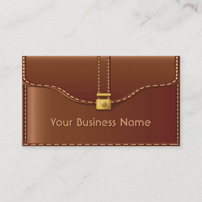 Hipster Leather Bag Writer Author Business Card (Front)