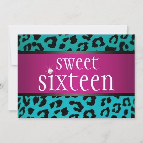 Hipster Leopard Sweet Sixteen Invitations