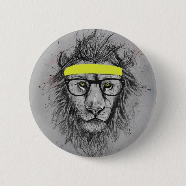 Hipster lion button (Front)