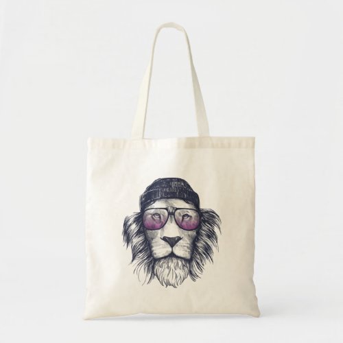 Hipster Lion Illustration animal lovers art  Tote Bag
