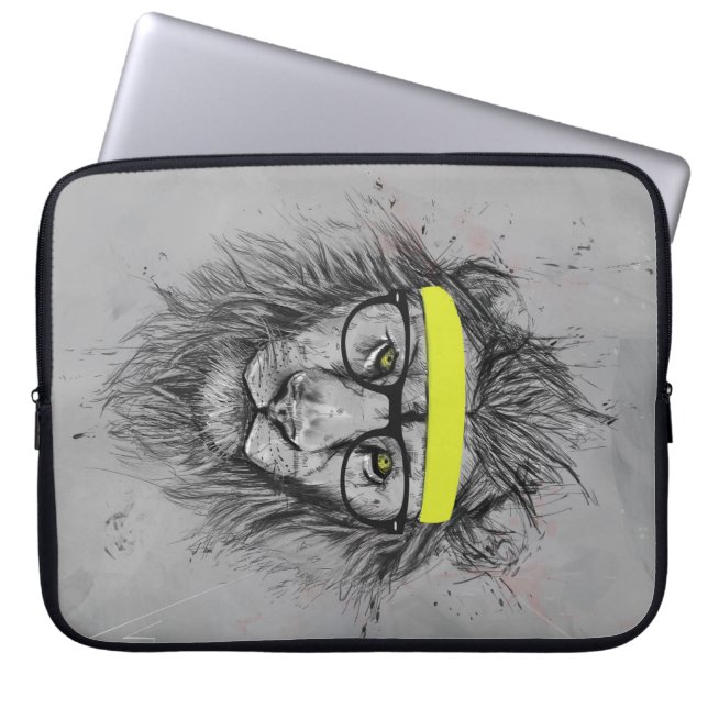 Hipster lion laptop sleeve (Front)