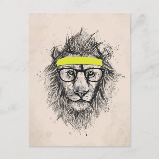 hipster lion (light background) postcard (Front)