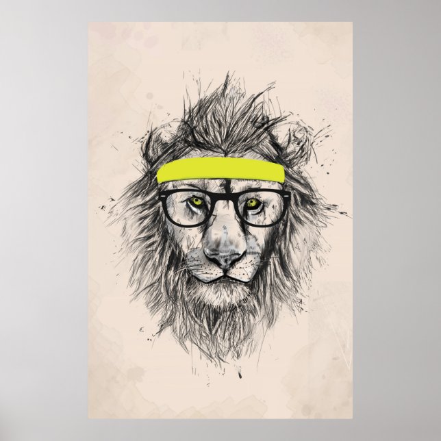 Hipster lion (light background) poster (Front)