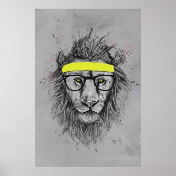 Hipster Lion Poster by bsolti at Zazzle