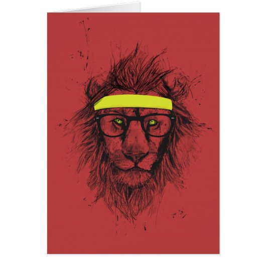 hipster lion (red) (Front)