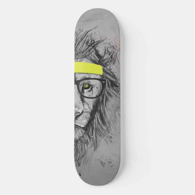 hipster lion skateboard (Front)