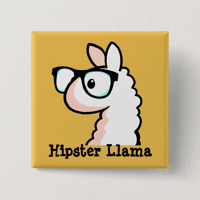 Hipster Llama Button (Front)
