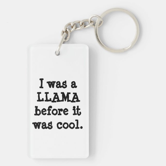 Hipster Llama Keychain (Back)
