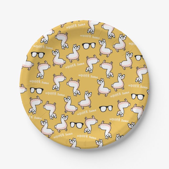 Hipster Llama Madness Paper Plates (Front)