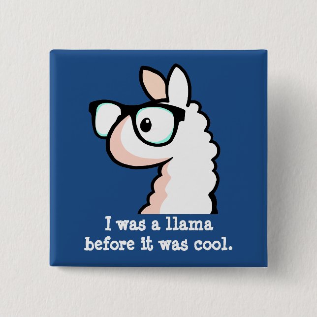 Hipster Llama Pinback Button (Front)