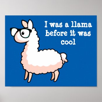 Hipster Llama Poster by YamPuff at Zazzle