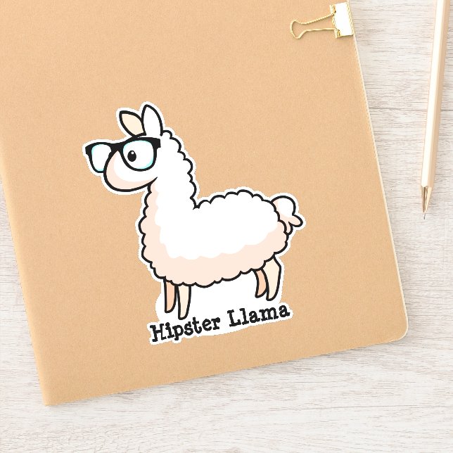 Hipster Llama Sticker (Notebook)