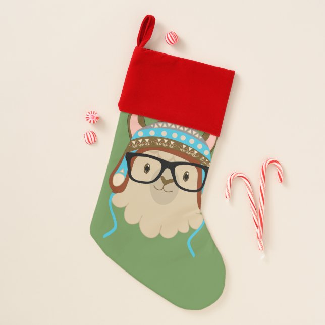 Hipster Llama Stocking (Front)