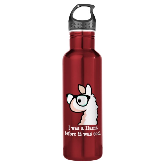 Hipster Llama Water Bottle (Front)