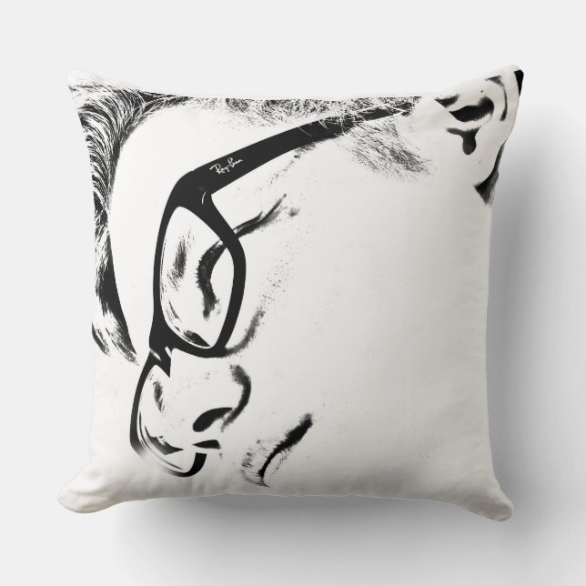 Hipster Man With Glasses Throw Pillow (Front)