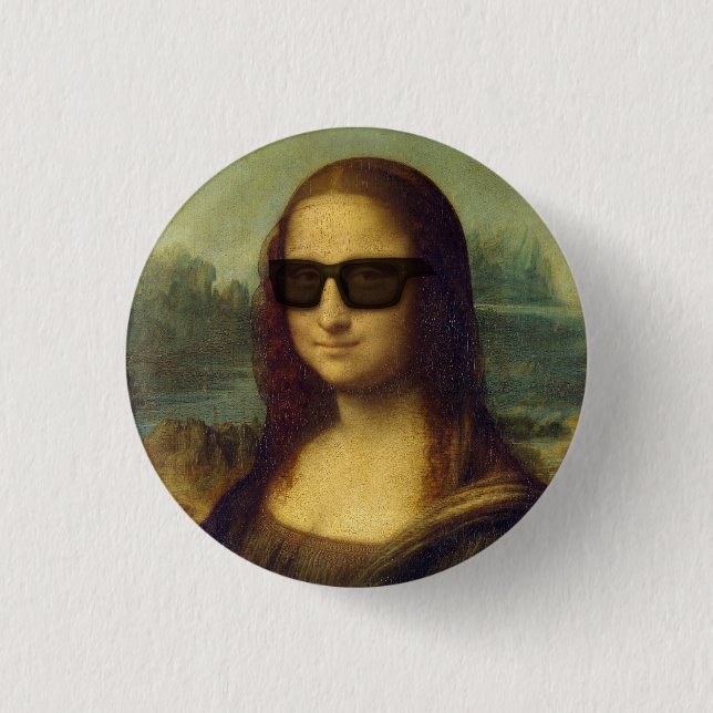Hipster Mona Lisa in Hipster Shades da Vinci Pinback Button (Front)