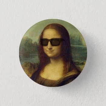 Hipster Mona Lisa In Hipster Shades Da Vinci Pinback Button by StrangeStore at Zazzle