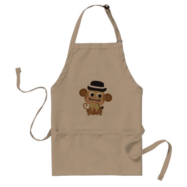 Hipster Monkey Adult Apron (Front)