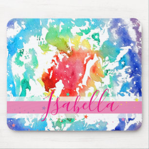Hipster Monogram Rainbow Tie Dye Mouse Pad