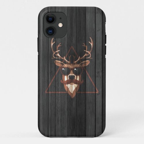 Hipster Moustache Deer _ Dark Edition iPhone 11 Case