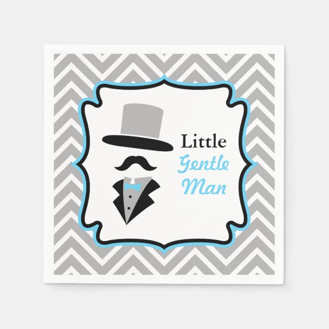 Hipster Moustache Gentleman Baby Boy Shower Paper Napkins (Front)