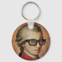 Hipster Mozart Classical Music Keychain