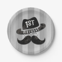 Hipster Mr. Mustache Hat Glasses 1st Birthday