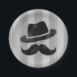 Hipster Mr. Mustache Hat Glasses Birthday Party Paper Plates<br><div class="desc">Customize with or without text</div>