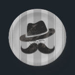 Hipster Mr. Mustache Hat Glasses Birthday Party Paper Plates<br><div class="desc">Customize with or without text</div>