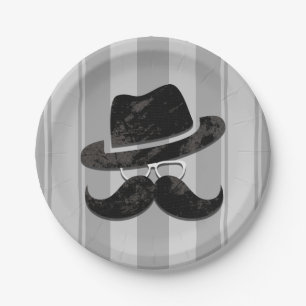 Hipster Mr. Mustache Hat Glasses Birthday Party Paper Plates