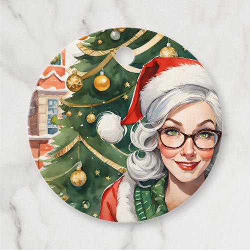 Hipster Mrs Claus Gift tag
