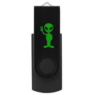 Hipster Mustache Green Alien USB Flash Drive